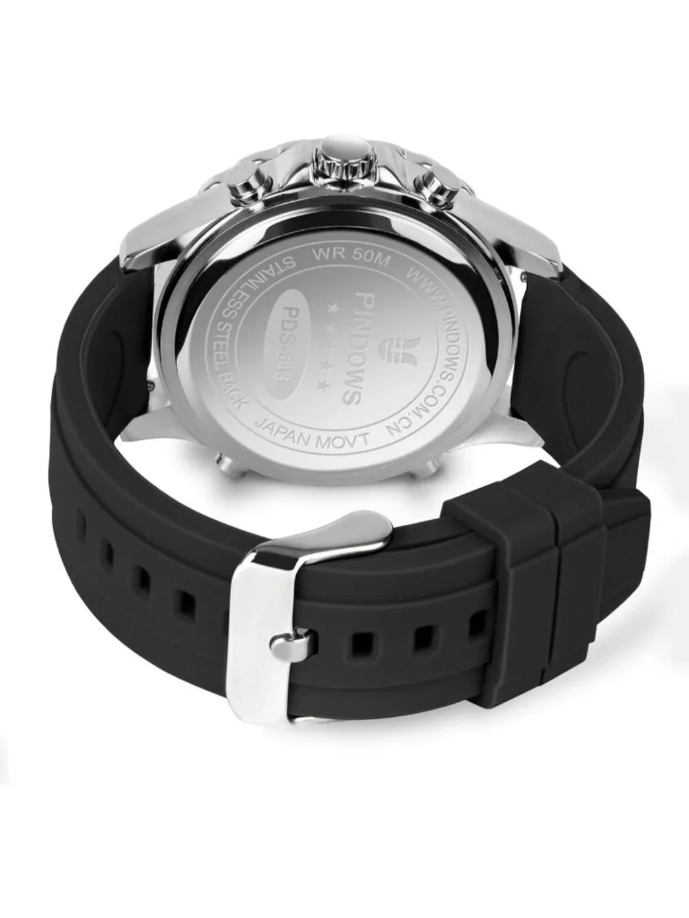 Men's Silver Analog Quartz Waterproof Military Multifunctional LED Digital Watch